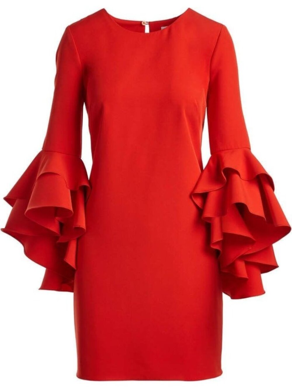 Milly Silk Bell Sleeves dress size 8 color flame / red NWT mspr $425 made in USA